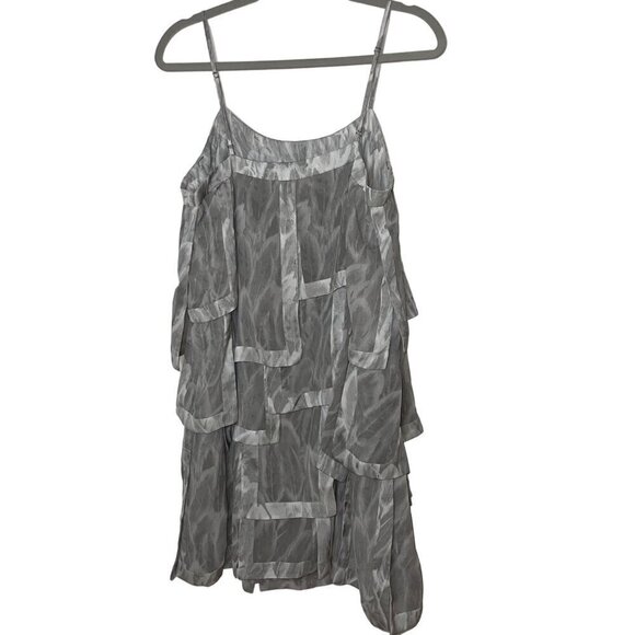 Halston Heritage Womens Dress Size Large Gray Layer Shift Mini Sleeveless - Picture 2 of 10